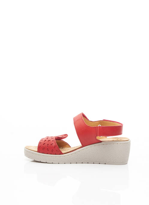 Sandales/nu pieds matière lisse talon de 7 à 9cm rouge MOBILS femme