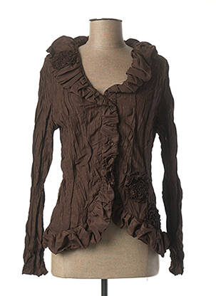 Chemisier coupe cintrée manches longues marron L33 femme