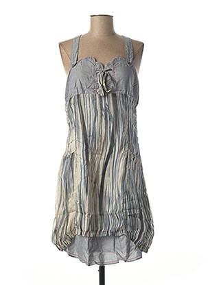 Robe mi-longue doublure fines bretelles bleu L33 femme