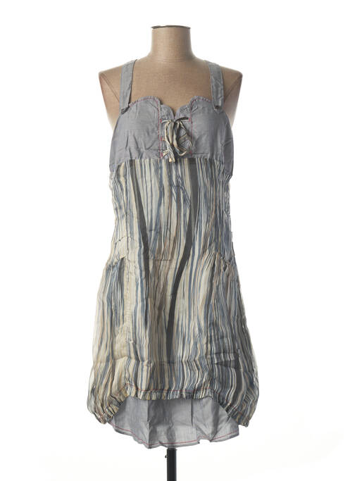 Robe mi-longue coupe fluide fines bretelles bleu L33 femme