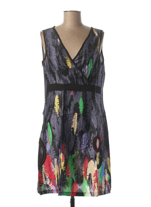 Robe mi-longue imprimé fantaisie sans manche violet L33 femme