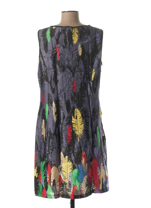 Robe mi-longue imprimé fantaisie sans manche violet L33 femme