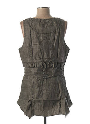 Tunique sans manche tissage froissé marron L33 femme