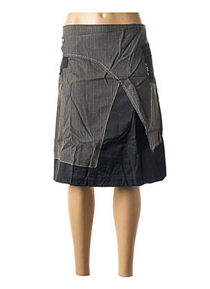 Jupe mi-longue fermeture zip latéral gris VIRGINIE & MOI femme