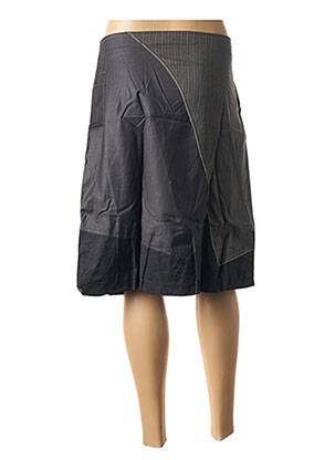 Jupe mi-longue fermeture zip latéral gris VIRGINIE & MOI femme