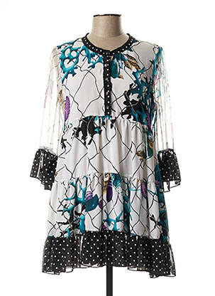 Robe courte coupe évasée manches longues blanc FUEGO WOMAN femme