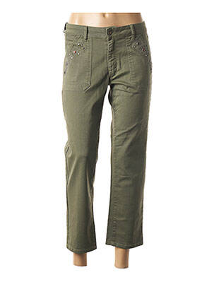 Pantalon 7/8 fermeture zippée sous rabat boutonné taille basse vert FIVE femme