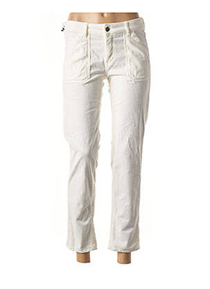 Pantalon 7/8 fermeture zippée sous rabat boutonné taille normale blanc FIVE femme