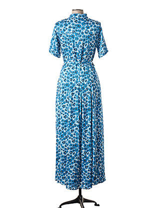 Robe longue imprimé fleurs manches 3/4 bleu FABIENNE CHAPOT femme