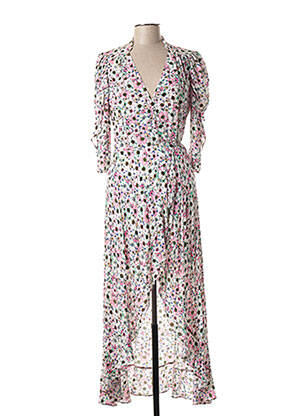 Robe longue manches longues manches longues blanc BERENICE femme