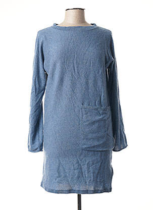 Robe pull tissage chiné manches longues bleu NOTSHY femme