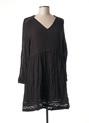 Robe mi-longue manches longues manches longues noir BERENICE femme