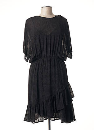 Robe mi-longue manches longues manches longues noir BERENICE femme