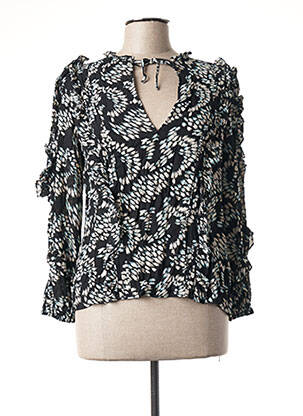 Blouse imprimé fantaisie manches longues noir BERENICE femme