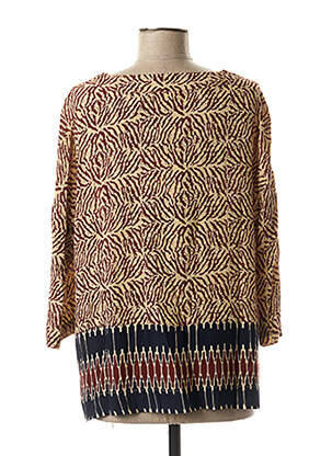Blouse tissage popeline manches 3/4 marron STELLA FOREST femme