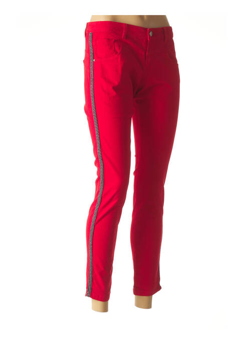 Pantalon slim broderie rivets taille normale rouge ONE STEP femme
