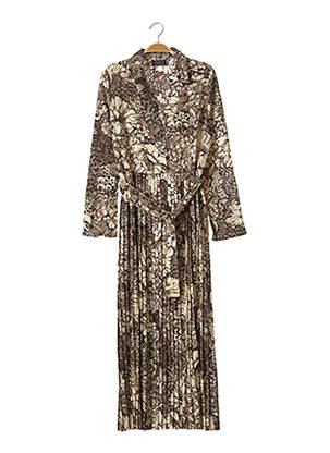 Robe mi-longue imprimé fleurs manches longues marron SELECTED femme