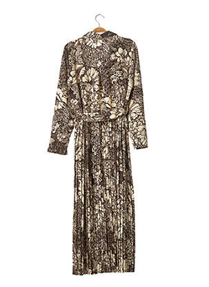 Robe mi-longue imprimé fleurs manches longues marron SELECTED femme