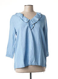 Blouse poignets boutonnés avec fente manches 3/4 bleu JBC femme