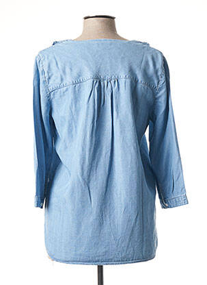Blouse poignets boutonnés avec fente manches 3/4 bleu JBC femme
