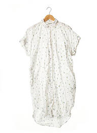 Robe mi-longue imprimé fleurs manches courtes blanc MONKI femme