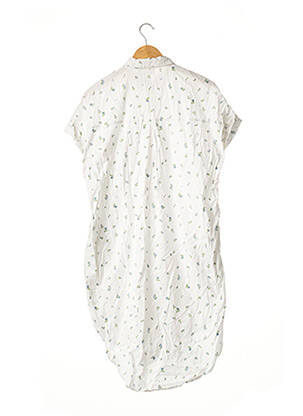 Robe mi-longue imprimé fleurs manches courtes blanc MONKI femme