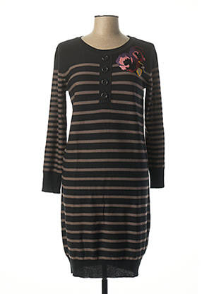 Robe mi-longue manches longues manches longues noir FUEGO WOMAN femme