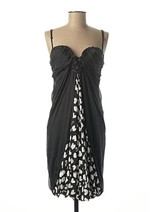 Robe mi-longue imprimé fantaisie noir FUEGO WOMAN femme