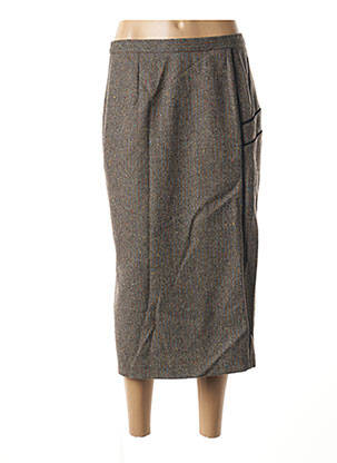 Jupe mi-longue coupe droite marron FRANCE RIVOIRE femme