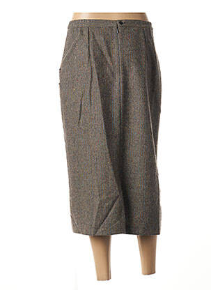Jupe mi-longue coupe droite marron FRANCE RIVOIRE femme