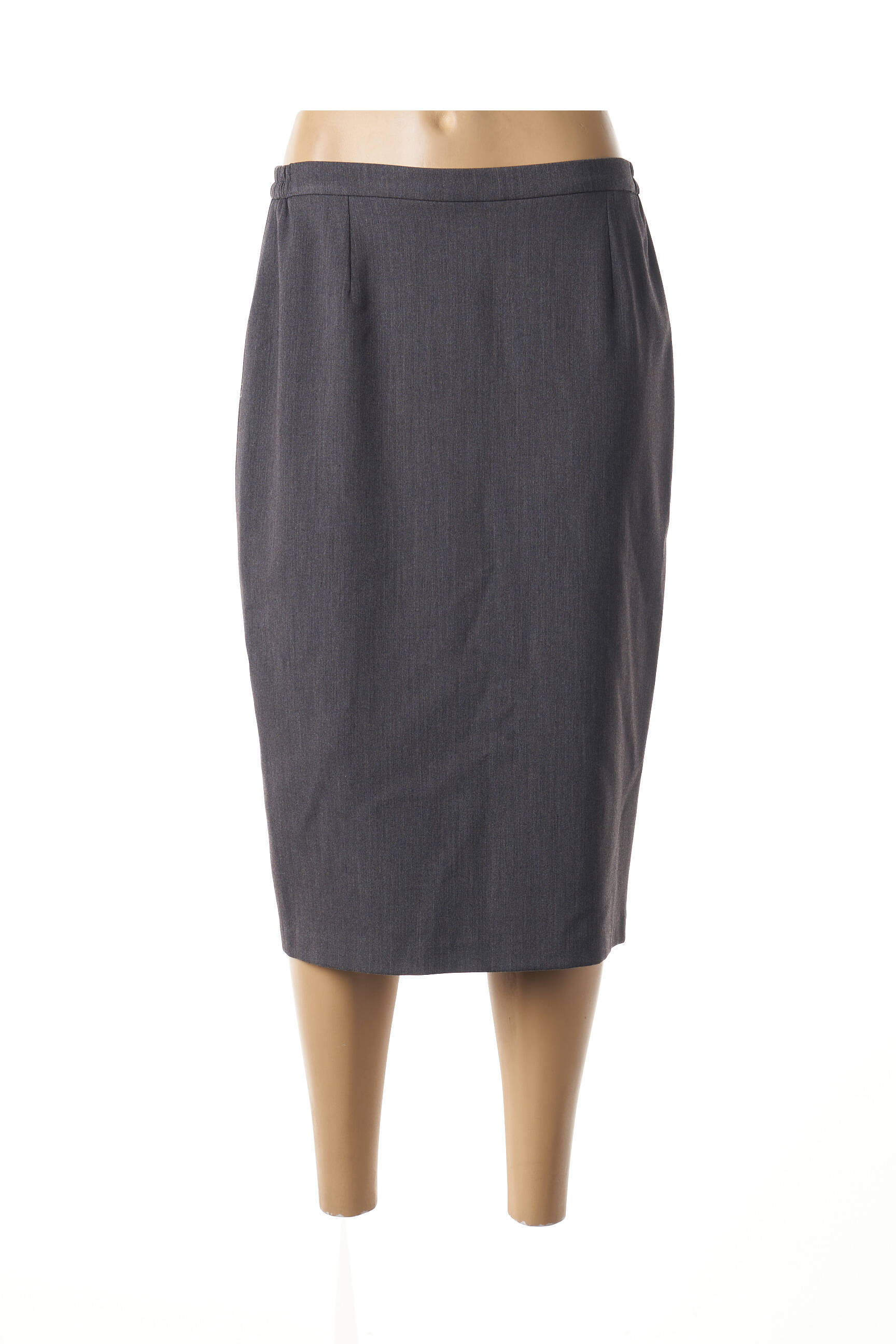 Jupe mi-longue taille élastique gris GUY DUBOUIS femme