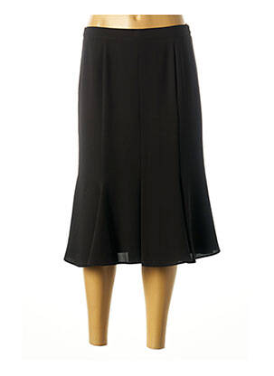 Jupe mi-longue coupe droite évasée sur le bas noir FRANCOISE F femme