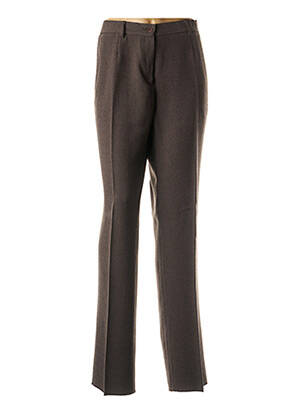 Pantalon droit fermeture zippée sous rabat boutonné taille normale marron PIERRE D'ARLANC femme