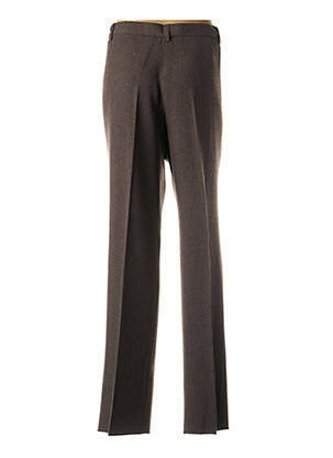 Pantalon droit fermeture zippée sous rabat boutonné taille normale marron PIERRE D'ARLANC femme