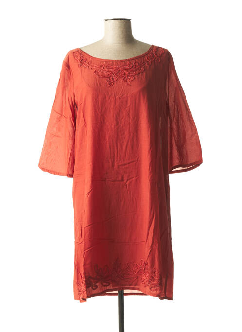 Robe mi-longue orange BENETTON pour femme
