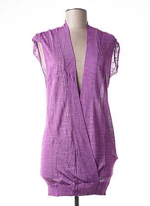 Pull finition bords-côtes manches courtes violet SISLEY femme