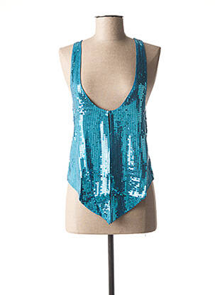 Gilet sans manche col v bleu BENETTON femme