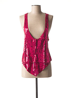 Gilet sans manche col v rose BENETTON femme