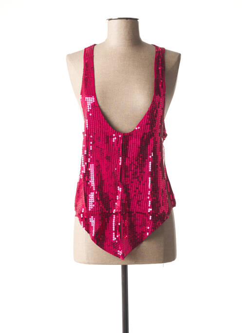 Gilet sans manche col v rose BENETTON femme