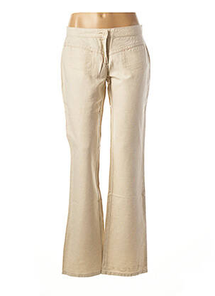 Pantalon droit fermeture zippée sous rabat boutonné taille basse beige BENETTON femme