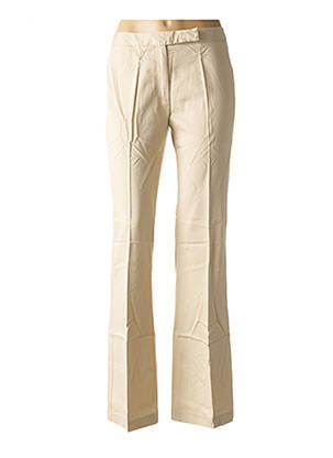 Pantalon droit fermeture zippée sous rabat avec crochet taille normale beige BENETTON femme