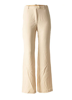 Pantalon droit fermeture zippée sous rabat boutonné taille normale beige BENETTON femme