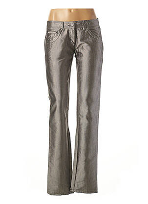 Pantalon droit fermeture zippée sous rabat boutonné taille basse gris SISLEY femme