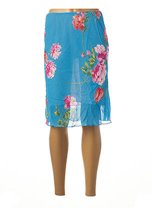 Jupe mi-longue taille élastique bleu BENETTON femme