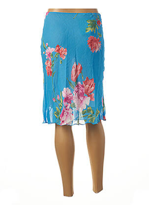 Jupe mi-longue taille élastique bleu BENETTON femme