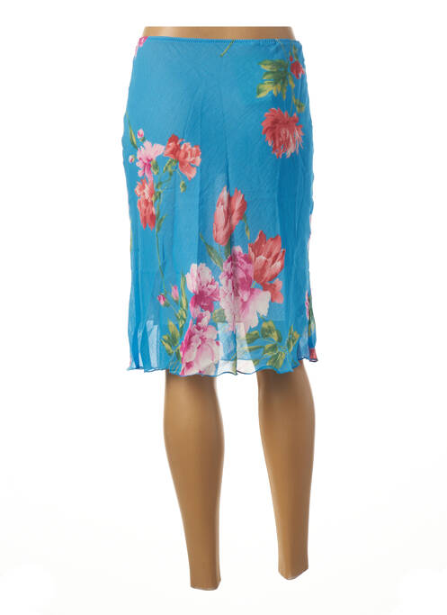 Jupe mi-longue taille élastique bleu BENETTON femme