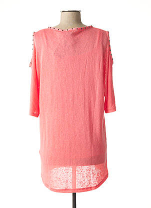 Pull tunique stretch manches courtes rose MARBLE femme