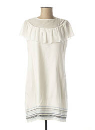 Robe mi-longue tissage crêpe manches courtes blanc INFINITIF femme