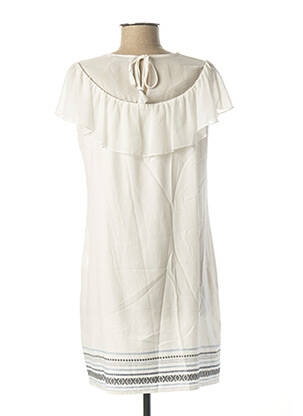 Robe mi-longue tissage crêpe manches courtes blanc INFINITIF femme