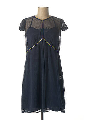 Robe mi-longue manches courtes manches courtes bleu INFINITIF femme